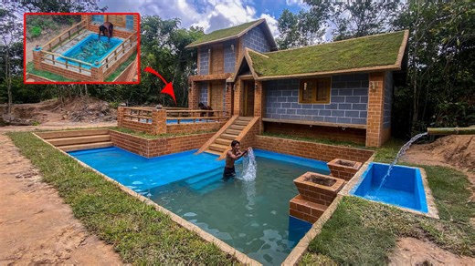 A luxury two-story mud house with private pool built in 149 days by bare hands