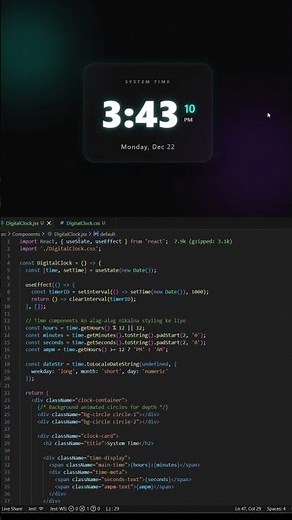 System Clock | React.js | javascript | Node.js #coding #clock