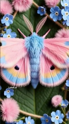 The Most Beautiful Pink and Blue Fluffy Moth You've Ever Seen! 💖💙