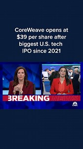 45K views · 151 reactions | CoreWeave’s shares started trading on the Nasdaq on Friday under the ticker symbol “CRWV.” Full details: cnb.cx/4iU19FO | CNBC | Facebook
