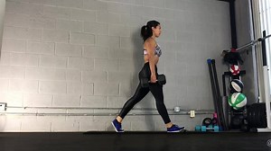💥Booty Builder! The Stationary Lunge💥 Start with what's right for you. - - 1. Stationary Lunge: Body Weight (push thru front heel & squeeze both cheeks at top, hold wall, this should be good even for newbies, if you notice the straight up & down alignment, should not have any knee pain) - - 2. With a Kettlebell (I hold it outside the working leg, same tips as above) - 3. With a Weighted Bar (balance comes into this a bit, since you can no longer hold the wall) - - 4. With Dumbbells (start ligh