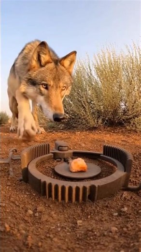 “Smart Wolf Outsmarts the Trap 🐺 | Meat Feast#AnimalIntelligence #WildlifeMoments #NatureSurprise