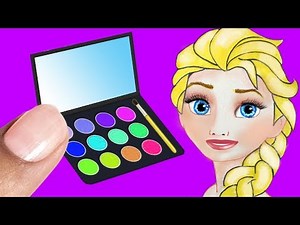 Paper dolls Elsa frozen Makeup set. Miniature crafts beauty makeover games for girls by DollsyHollsy