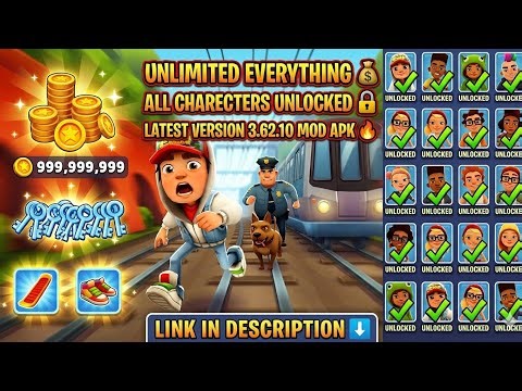 SUBWAY SURFERS 3.62.10 MOD APK 💰 UNLIMITED MONEY + KEYS + ALL CHARACTERS UNLOCKED 🔓 NO BAN 🚫