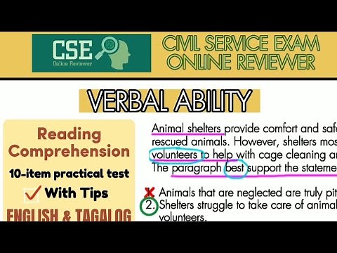 CIVIL SERVICE EXAM | Verbal Ability: Reading Comprehension | CSE Online Reviewer