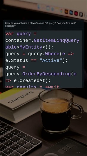 Optimize Cosmos DB Query | .NET Interview Question #Shorts #Csharp #Coding #Programming