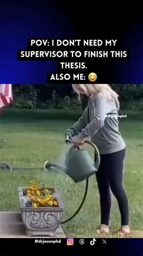 Thesis & PhD Coach | Writing Service on Instagram: "Comment “same” if your supervisor is actually the MVP. Follow @drjasonphd for undergrad, masters & PhD tips, guides, and related content. DM or shoot me an email to get help with your research proposal, thesis, and dissertation writing. . . . #thesislife #phdstruggles #supervisorlife #gradschoolhumor #academicmemes"