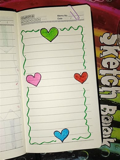Beautiful Heart Border Design | Amazing Border Design Idea for Project #borderdesign #cardtutorial #viralvideos #doodlesoftiktok #drawing