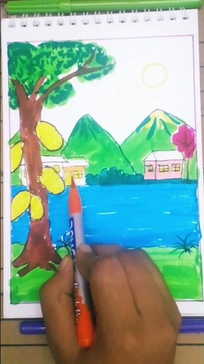 easy summer season drawing #art #drawing #youtubeshorts