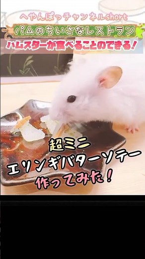 ハムスターのエサのみで〝エリンギバターソテー〟を作ってあげたら…#shorts #ハムスター #ミニチュア #へやんぽっチャンネル #パムのちいさなレストラン