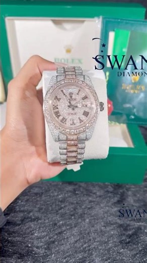 🔥 Rolex Full Iced-Out Watch | Rose Gold & White Two Tone Diamond Rolex 💎⌚
