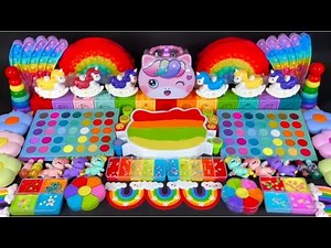 Satisfying Slime ASMR Video | DIY How to Make Rainbow Cloud Slime with Unicorn and Makeup