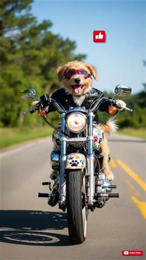 Dog Riding Bike Like a Boss 🐶🏍️🔥 | Crazy Viral AI Video #Shorts