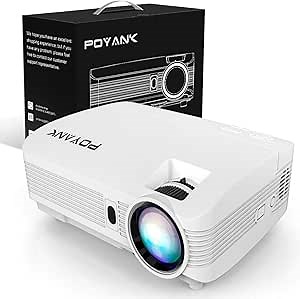 WXGA 3600Lumens LCD Projector Full HD 1080P Support, Native 720P Compatible with HDMI, USB, SD/TF Card, AV, TV Box, 200" Large Display for Home Entertainment, PPT Presentations (White)