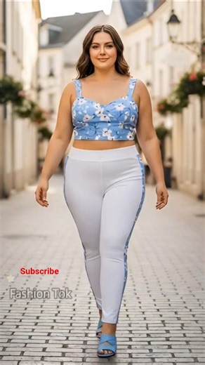 Floral off-shoulder top (sky blue) + blue sandals#fashion model#fashion style#usa fashion