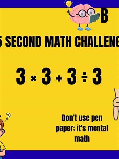 “Can you solve this without a calculator? 🤔 Most people get at least 3 wrong! Comment your answers 👇 ✅ Answers below (don’t cheat!)”#MathChallenge #BrainTeaser #geniuses #MathPuzzle #CanYouSolveThis