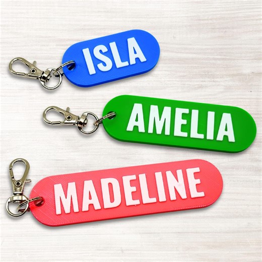 Custom Name Keychain, Personalized 3D Printed Keychain With Color Options - Etsy
