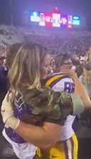 #LSU Mason Taylor and his mother Katina share a very emotional moment following his unforgettable catches and the Tigers’ pulsating 32-31 overtime win over Alabama. | Jacques Doucet WAFB