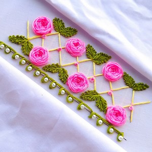 25K views · 239 reactions | Beautiful super easy hand embroidery flower border design | Secret Hand Stitch | Facebook