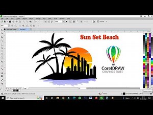 How to Draw Sunset Scenery / Easy Sunset Scenery Drawing / SunSet Beach / CorelDraw Tutorials