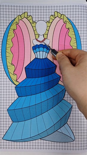 海螺和贝壳主题礼服设计 换装贴纸拼画diy 解压助眠声控asmr #shorts #art #sticker#dressing up