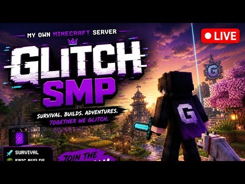 GLITCH SMP LIVE 🔥 PUBLIC SERVER FOR JAVA +PE 🥵 #minecraftlive #pelive #publicsmp