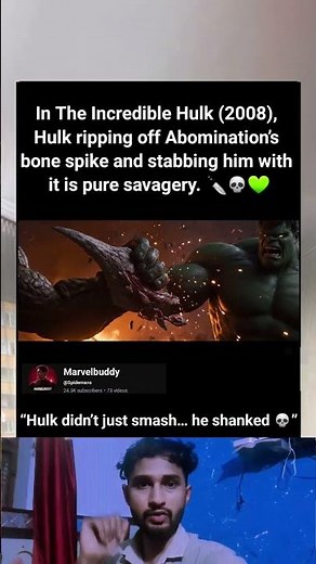 In The Incredible Hulk (2008), Hulk ripping off Abomination’s elbow spike