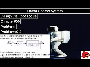 Linear Control System | Chapter#09 | Problem#9.3 | PI Controller | Design Via Root Locus | M. Rashid