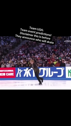 Team event predictions for team USA honestly this is so hard to predict on what they will do. They can only split two of the disciplines and honestly, I think it will be between I stand, women, men I feel out of those three the one they’re definitely going to split is the women’s and they definitely will not split the pairs. for men’s and stands I have no idea the US is strong and ice stands were we can split and have two teams who were performed very well. With the men it has me more worried be