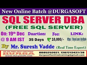 SQL SERVER DBA Online Training @ DURGASOFT