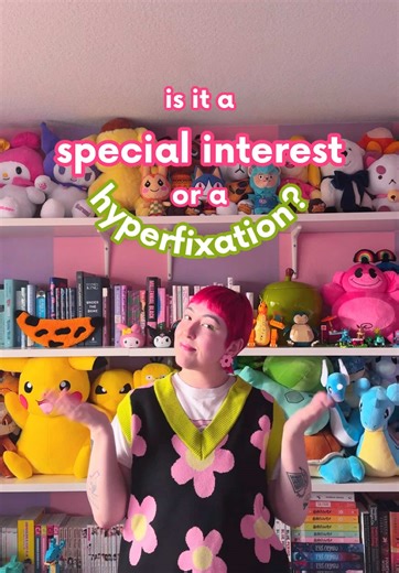 is it a special interest or a hyperfixation? 🤔 honestly it doesn’t matter too much in my opinion but if you’re looking for distinction…I typically find that special interests are long-term(often lifelong), based on a pre-existing passion, more holistic to an entire subject, strongly influence life choices, and are an immense source of fulfillment for autistic folks. Hyperfixations are usually more short-term (weeks to months), novel in nature, usually based around a singular activity, incredibl