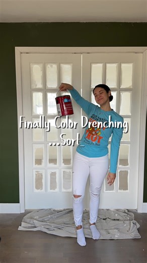 GUYS! I gave you the wrong brand of paint when you asked which color this is 😩. It IS called Secret Garden but it’s by Sherwin Williams/HGTV. This is most likely as “drenched” as I’m going to do. A lot of you were saying to paint the ceiling and I love how risky you think I am lolol. I HATE painting ceilings as it is. But who knows. I change my mind all the time. For now, this is where I’m staying. Look out for my upcoming video where I add the wallpaper and we’ll see if it looks good or not. #