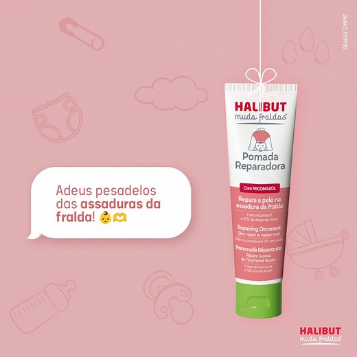 Dizemos adeus aos pesadelos das assaduras da fralda com Halibut! 🩷 Halibut Pomada Reparadora, proporciona um alívio das assaduras das fraldas, o que ajuda a manter um sono tranquilo do seu bebé, sem interrupções. Garanta noites tranquilas e revigorantes para o seu bebé. Saiba mais em www.halibut.pt | Halibut