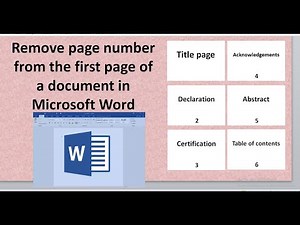 How to remove page number from the first page of a document in Microsoft Word