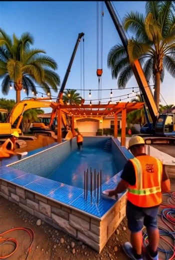 front yard swimming pool timelapse #frontofhouse #swimmingpool #swimming