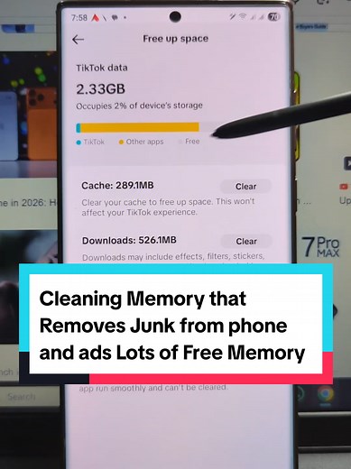 Cleaning Memory that Removes Junk from phone and ads Lots of Free Memory! #memory #cleaning #learnontiktok #Storage #secret
