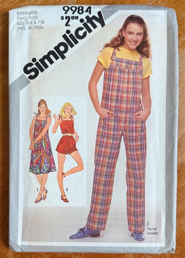1980s Junior Teen Jumpsuit & Sundress Skirt Sewing Pattern - Simplicity 9984 FF (breast 28-29") - Etsy
