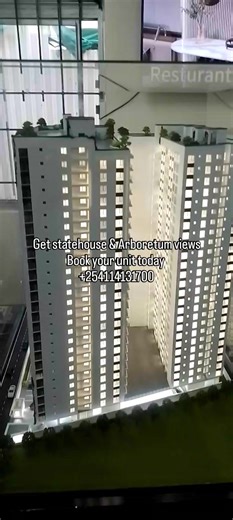 This is a residential development located in Chiromo area along Riverside drive ,Nairobi. 1 bedr (70 sqm) - From Ksh 6.8M 1 bed S (90 sqm) - From Ksh 8M 2 bedr (110 sqm) - From Ksh 10.5M 2 bedr (120 sqm) - From Ksh 11.5M 2 bedr DSQ (120 sqm) - From Ksh 11.5M 【Amenities】 Swimming Pool Fully-equipped Gym Children’s Play Area & Garden CAFE & Restaurant Reception & Waiting Lounge Table Tennis & Yoga Mini Shop & Party Zone CCTV & 24/7 Manned Security Standby Generator Water Storage Facilities Enjoy a