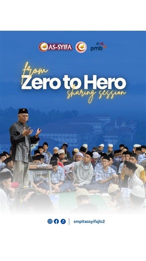 SMPIT Assyifa Boarding School Jalancagak 2 on Instagram: "Sharing session dengan Ust Solihin, penulis buku "From Zero to Hero". Pada kesempatan ini, anak-anak diberi motivasi bagaimana tumbuh menjadi pribadi yang memiliki jiwa "Hero". Di Assyifa ini menjadi tempat yang paling tepat, untuk mejadi "Hero", karena tidak hanya dibekali ilmu pengetahuan tapi juga dilandasi dengan ilmu agama". From zero to hero Nothing to be something #assyifaboardingschool #smpitassyifajalancagak2 #pmbassyifa #assyifa
