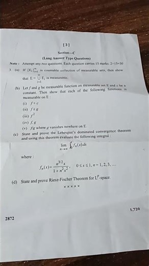 measure and integration msc 3rd semester math