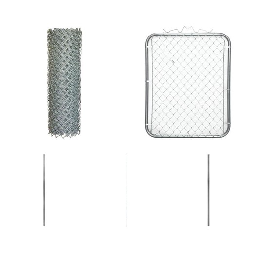Everbilt 4 ft. x 50 ft. Galvanized Chain Link Fencing BUNDLE: Complete Yard Kit with Walk Gate, Posts & Hardware - The Home Depot