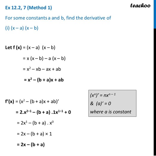 Ex 12.2, 7 - Find derivative of (x - a) (x - b) - Teachoo