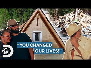 Couple Gets Emotional After Marty Builds Their New A-Frame Log Home | Homestead Rescue