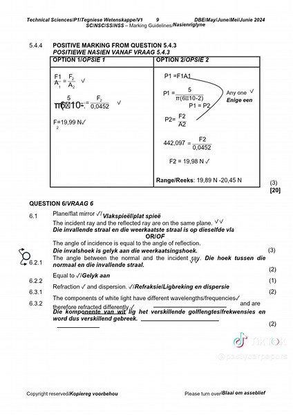 Grade 12 Technical Sciences P1 Memo June 2024