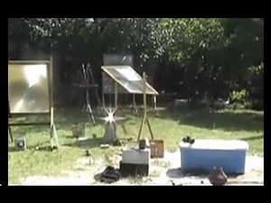 Fresnel Lens SPOT scorcher heating various objects with concentrated solar power