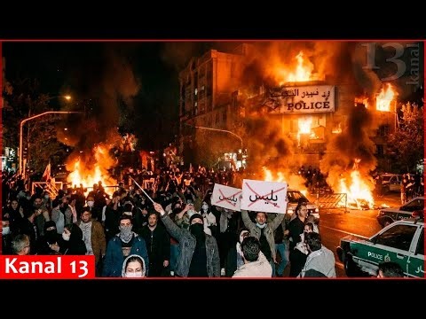 Iranian people celebrate the burning of police stations, people applaud US strikes