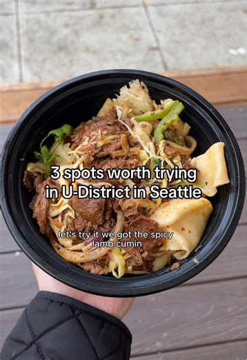 Mini food crawl through U District in Seattle! These are 3 of our fav spots but there’s so many great ones to try 🤗 1. Xi’an Noodles (the one further up on the ave) some of the best hand pulled noodles in the city 🍜 2. Shawarma King- gyros and shawarma plates are our go to! they’re always so friendly here and open late night! 3. Korean Tofu House- their soondubu is so comforting and good and love all their banchan 🥬 #seattlefood #seattlefoodie #seattle #foodtok #seattleeats