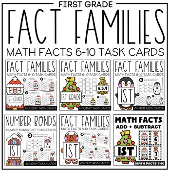 Holiday Math Task Cards Bundle | Addition & Subtraction Facts 6–10
