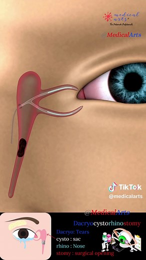 Eye Surgery 👁️ DCR 🪨 Blocked Tear Canal🔪 Medical Arts ⚕️ full article is available on our website Summary: Blocked Tear Ducts A blocked tear duct occurs when the nasolacrimal duct drains tears from the eye into the nose and becomes partially or fully obstructed. This condition affects infants and adults differently in terms of causes and treatments. Key Features of Tear Ducts Part of the lacrimal system is responsible for tear production and drainage. Components: lacrimal glands, puncta, and