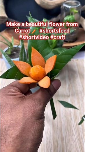 Make a beautiful flower from Carrot 🥕 #shortsfeed #shortvideo #craft